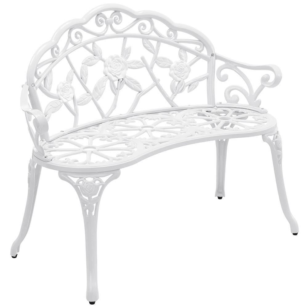 GARTENBANK Monfalcone - Weiß, Metall (99/78/54cm) - casa.pro