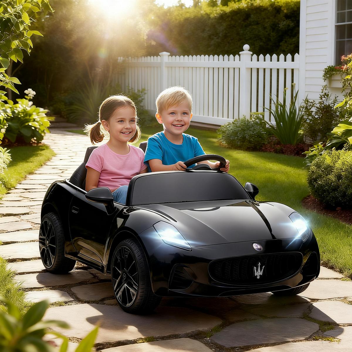 MASERATI Kinder-Elektroauto Metall Kunststoff Schwarz - Schwarz, Metall (120/72/50cm) - AIYAPLAY