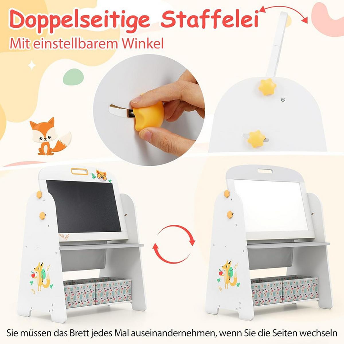 KINDERSTAFFELEI-SET mit Stuhl grau(2-tlg) - Grau, Holzwerkstoff (60/80/40cm) - COSTWAY