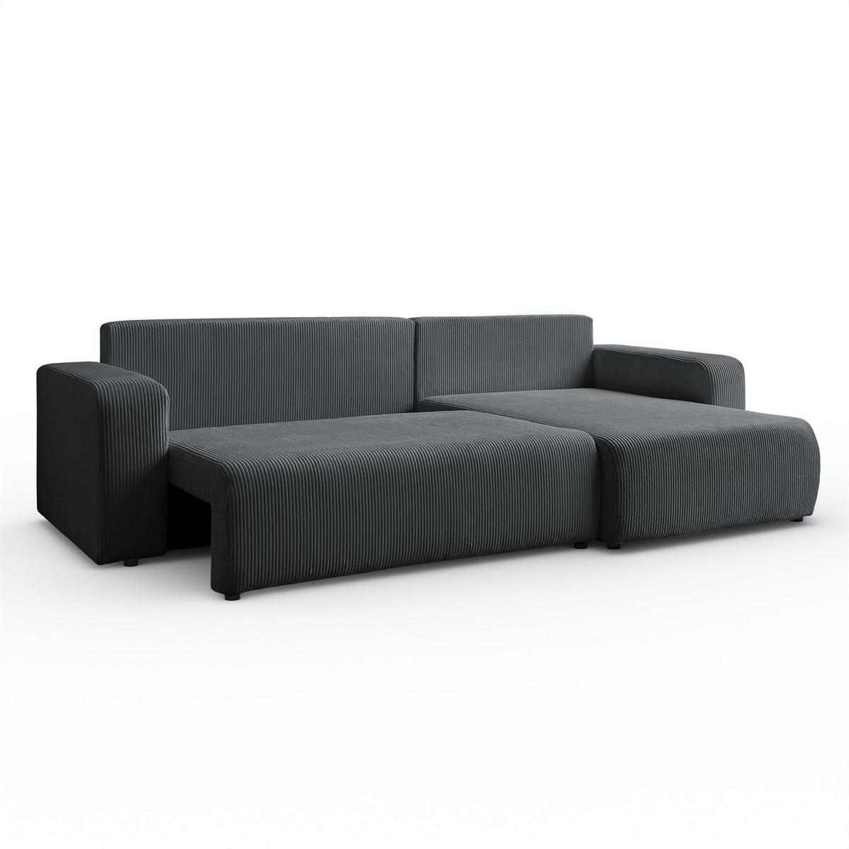 ECKSOFA Gepolstertes PRESTIGE XL mit Schlaffunktion und Bettkasten, Poso 34 - Dunkelgrau, Textil (277/143cm) - Lookway