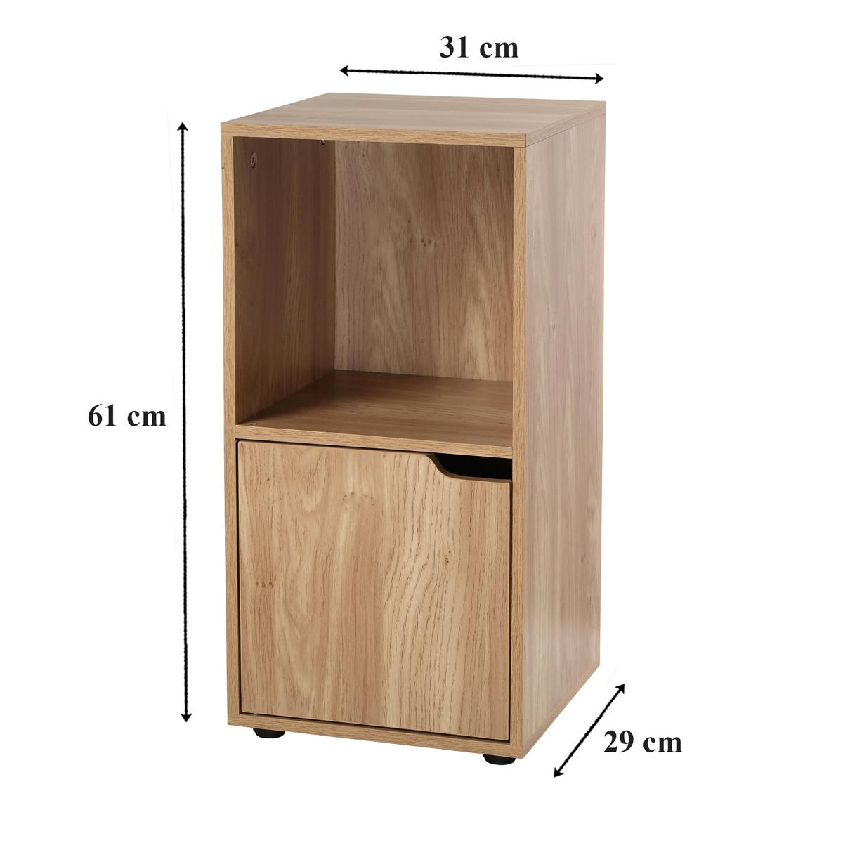 NACHTTISCH mit 2 Fächern im Holzdekor mit 1 Tür 29/61,6/30,7 cm - Eichefarben, Holzwerkstoff (61.6/61.6/20cm) - Calicosy