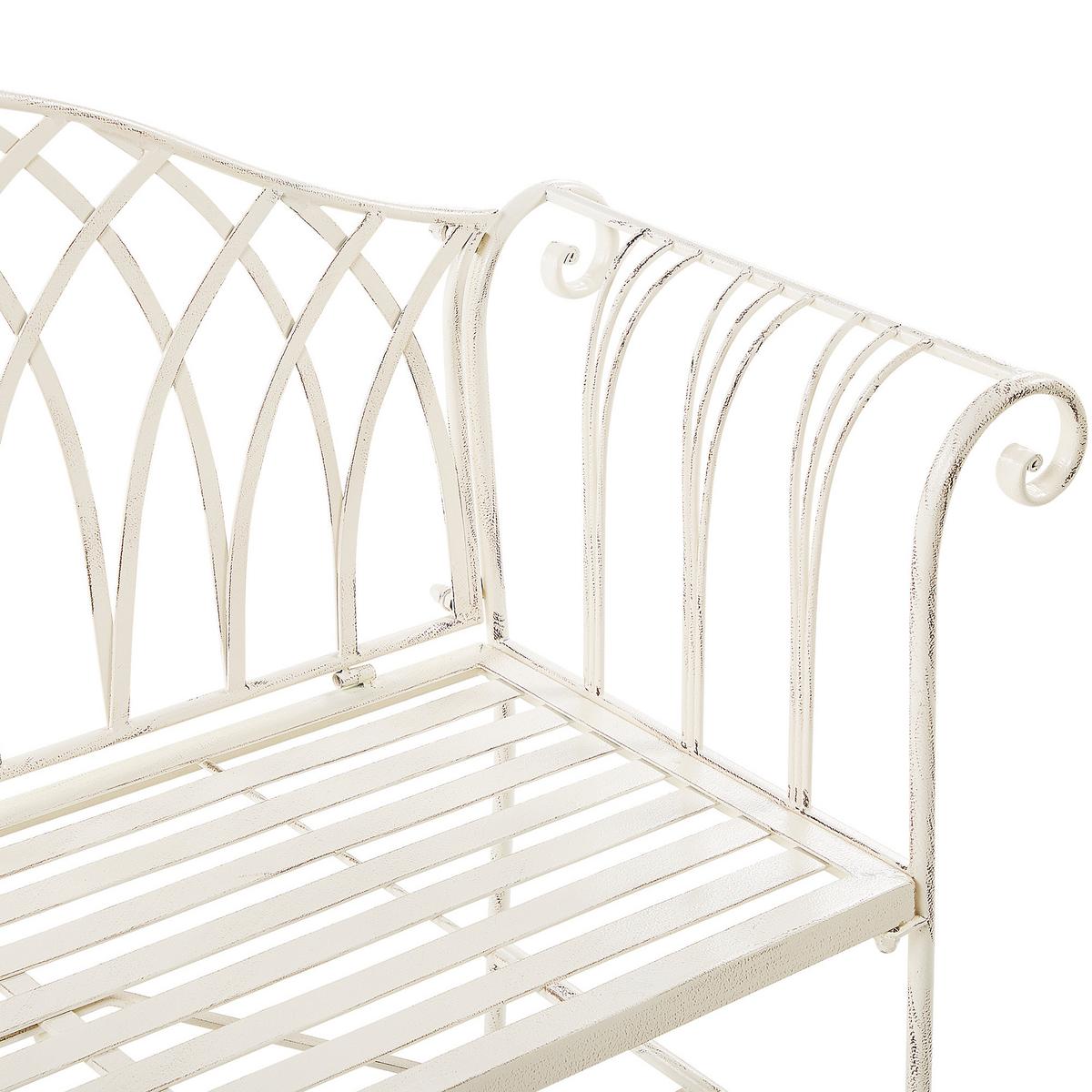 GARTENBANK Metall weiß 130 cm Milazzo - Weiß, Metall (130/94/45cm) - Beliani