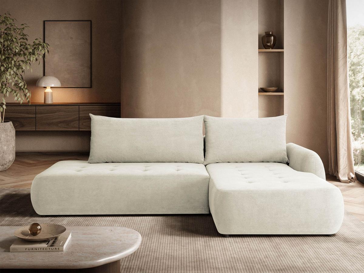 ECKSCHLAFSOFA Bueno I, Seite: Rechts - Creme/Schwarz, Holz/Textil (185/300cm) - MIRJAN24