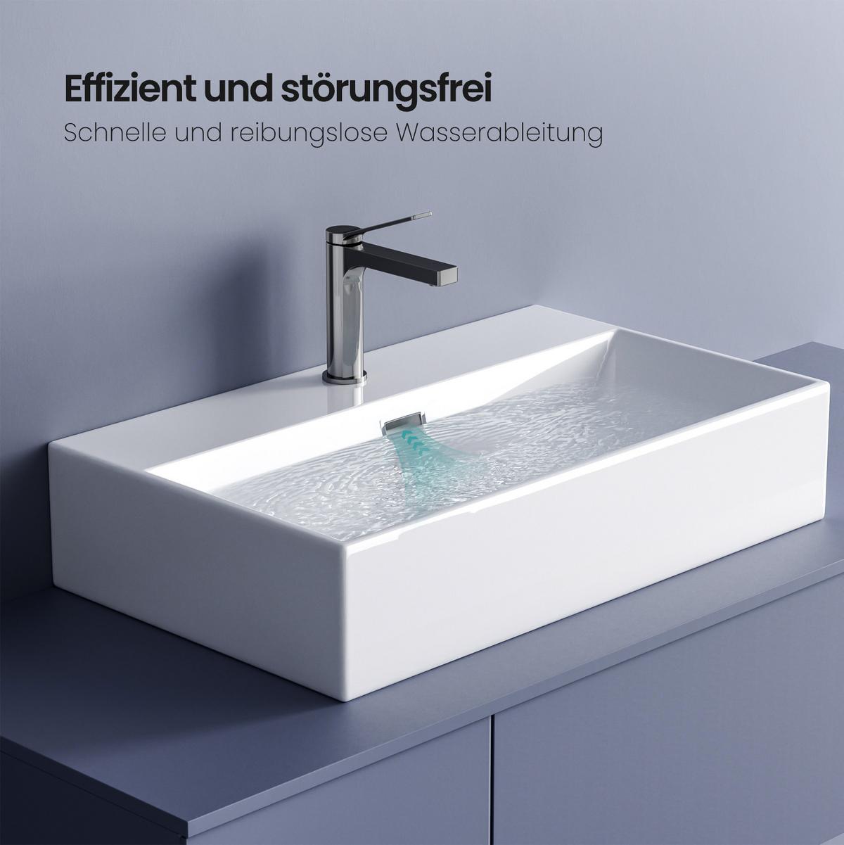 WASCHBECKEN mit Überlauf Weiß 51 / 36 / 13 cm - Weiß, Keramik (51/13/36cm) - EMKE