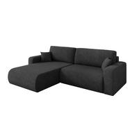 ECKSOFA mit Schlaffunktion Ottomane Links BERY-L 276x193x88 Dunkelgrau Velours - Anthrazit/Schwarz, Holzwerkstoff/Kunststoff (276/193cm) - ALTDECOR
