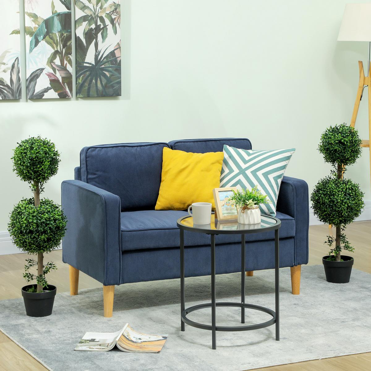 KÜNSTLICHER Buchsbaum 2er-Set groß 91,6 cm künstliche Pflanzen im Topf - Grün, Kunststoff (91.6cm) - HOMCOM