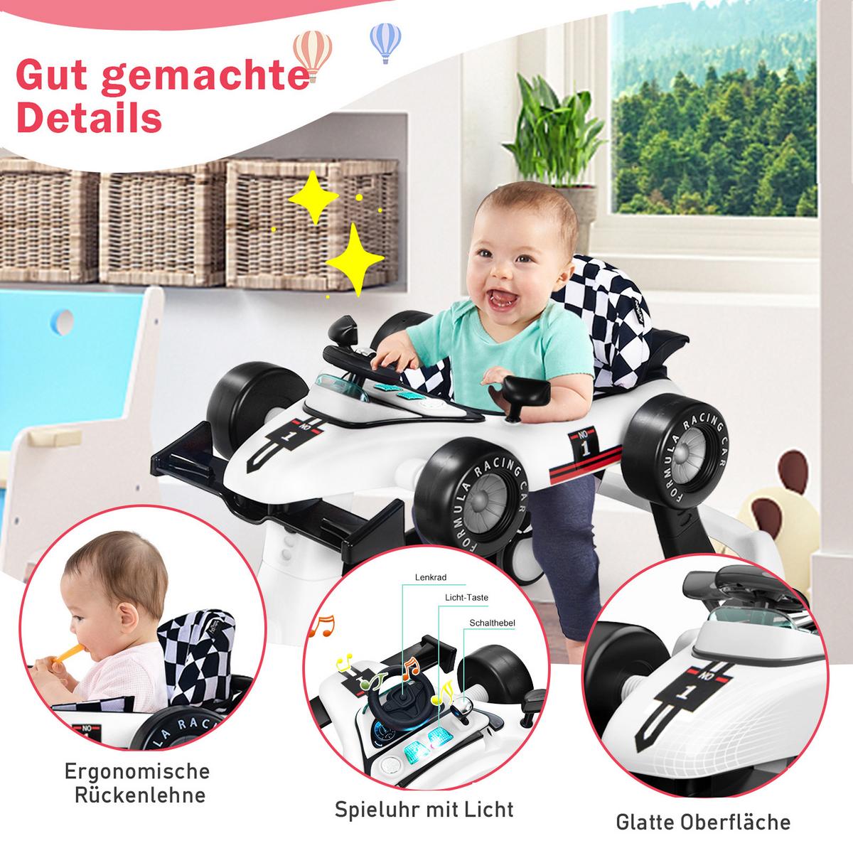 LAUFLERNWAGEN Klappbar Weiß - Weiß, Kunststoff (76/56/64cm) - COSTWAY