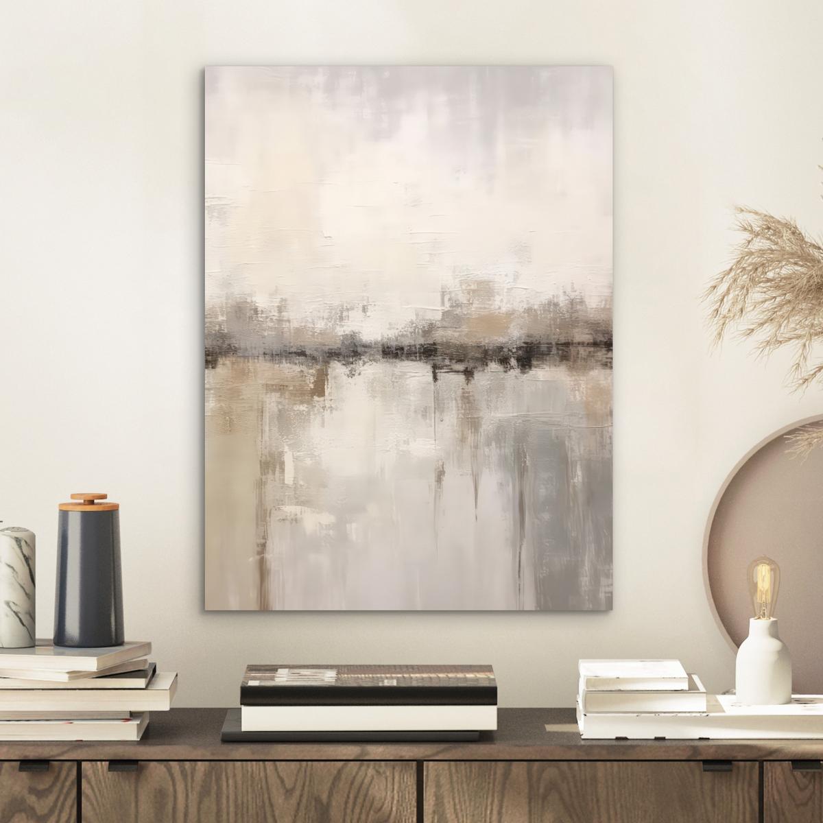 METALLBILD Moderne Kunst - Abstrakt - Beige 30x40 cm - Beige, Metall (30/40cm) - MuchoWow