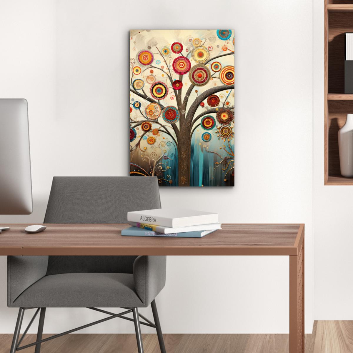 METALLBILD Baum - Baum des Lebens - Farbe Deko Schlafzimmer 40x60 cm - Braun, Metall (40/60cm) - MuchoWow