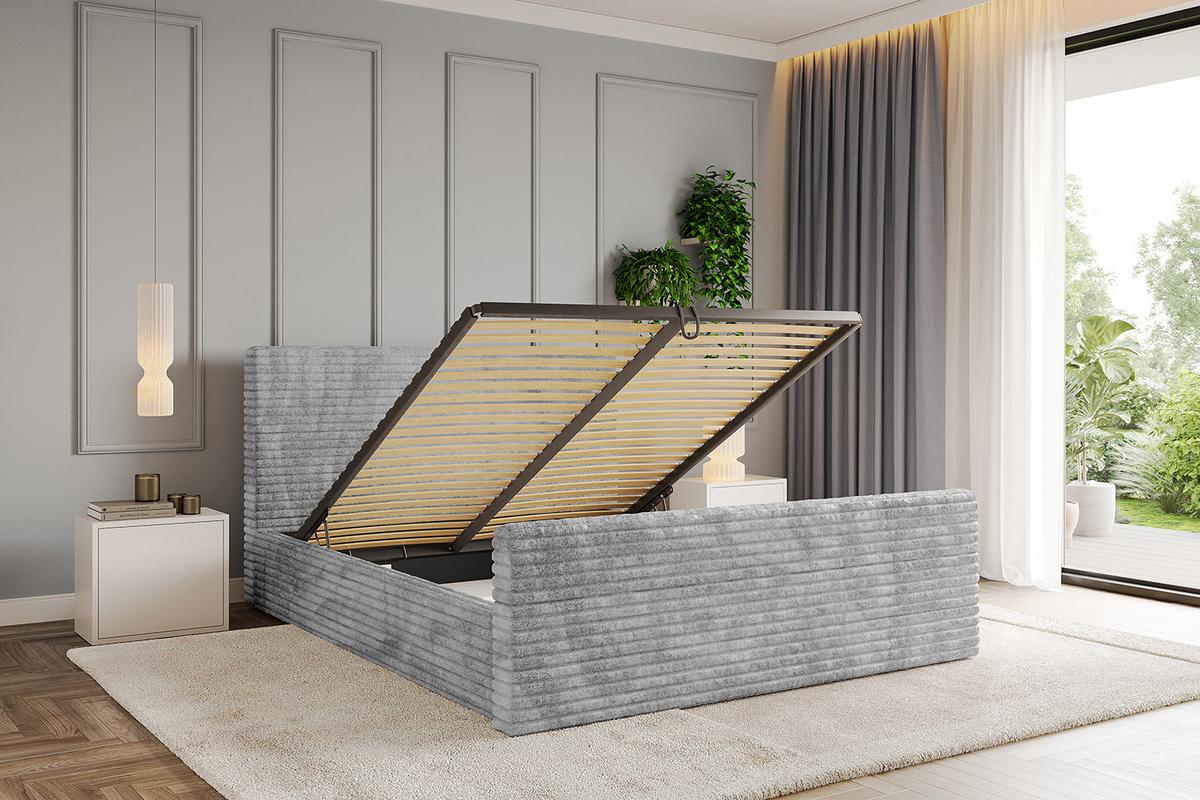 POLSTERBETT mit Bettkasten, Fußteil und Lattenrost, Boxbett mit Matratze H3/H4 - ALOVA-Z 120x200 Hellgrau - Hellgrau, Holzwerkstoff/Textil (120/200cm) - ALTDECOR