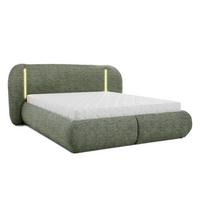 POLSTERBETT Corfu, LED-Beleuchtung, Bettkasten und Taschenfedernmatratze 26 cm, 140x200, Grün - Grün, Textil (140/200cm) - Beautysofa