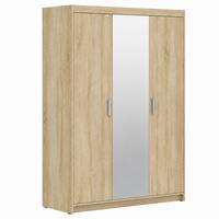 DREHTÜRENSCHRANK Elena mit 3 Türen, mit Spiegel, Sonoma Eiche - Sonoma Eiche, Holzwerkstoff (130/190/53cm) - Beautysofa