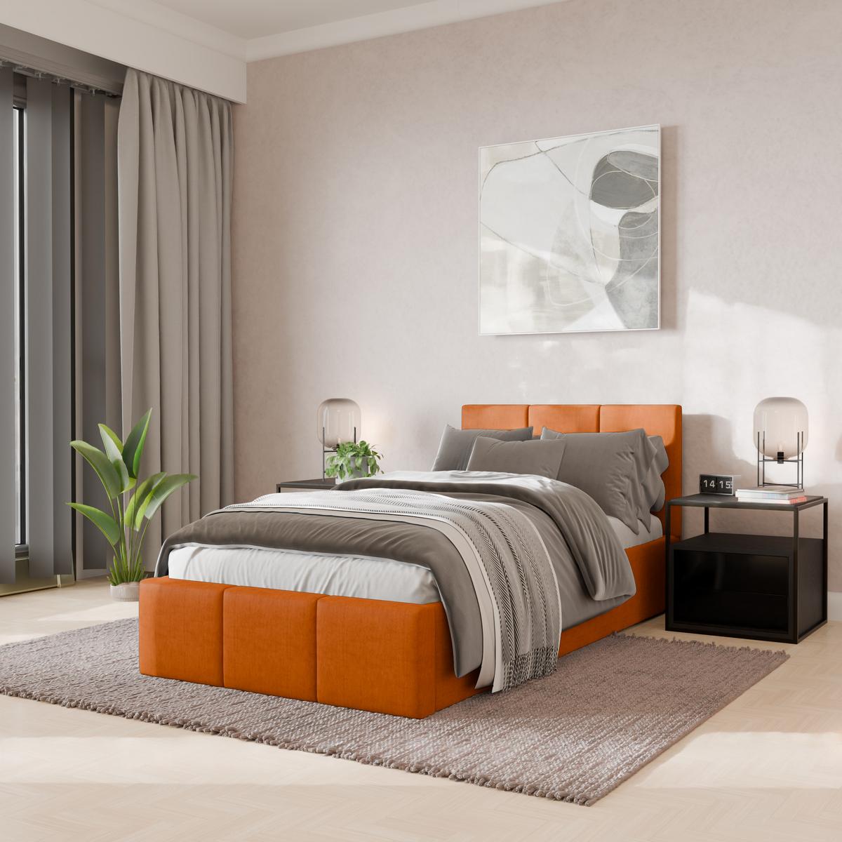POLSTERBETT für Schlafzimmer Bett mit Stauraum Gelb 90x200 - Gelb, Holzwerkstoff/Metall (90/200cm) - Muralo