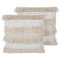 DEKOKISSEN 2er-Set Hellbeige 45/45 cm Villur - Beige, Naturmaterialien/Textil (45/45cm) - Beliani