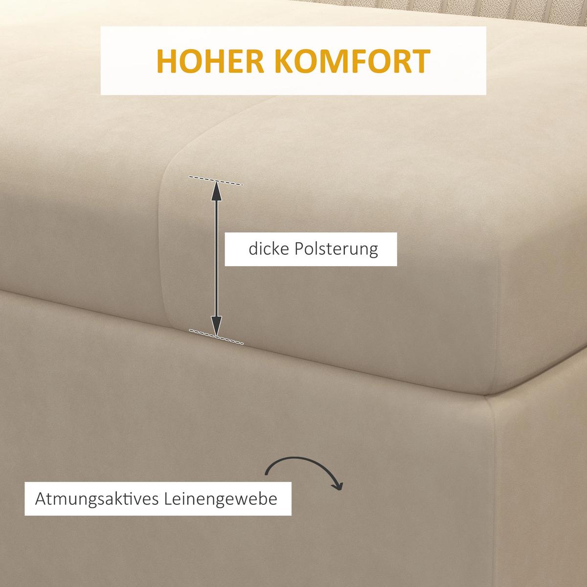 TRUHENBANK samtoptik, Stahl Beige - Beige, Textil (44/49/110cm) - HOMCOM