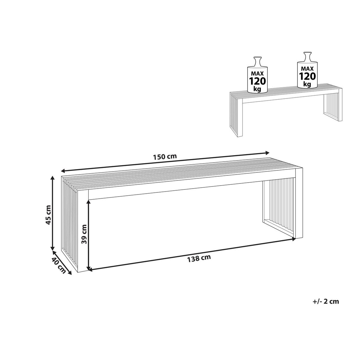 GARTENBÄNKE Heller Holzfarbton Sulzano - Hellbraun, Holz (150/45/40cm) - Beliani