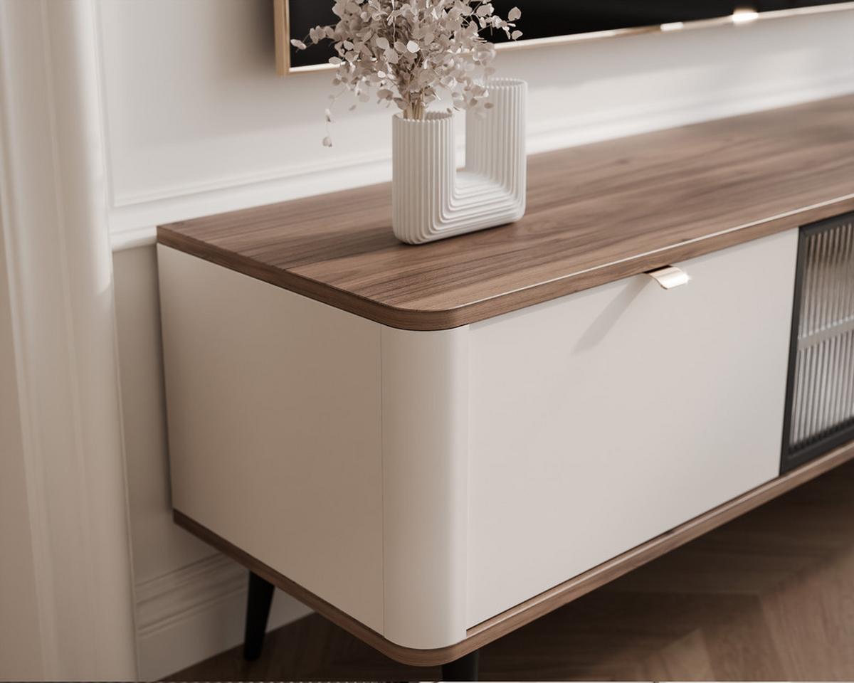 TV-LOWBOARD NAVANI stehend, 160 cm Kaschmir/Nussbaum - Nussbaumfarben/Schwarz, Holzwerkstoff/Metall (160/52/40cm) - Idohome