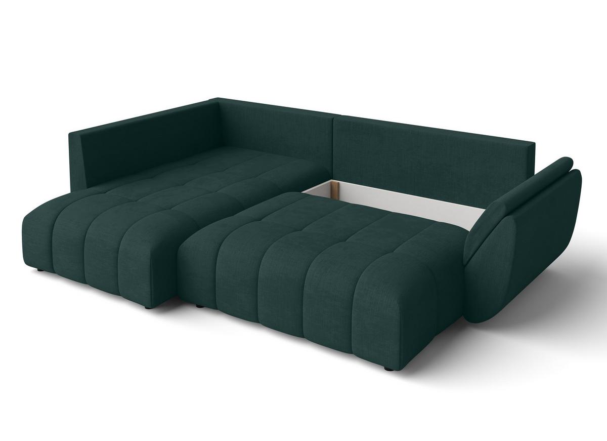 ECKSOFA L Form Corleone Grün 268/192/96 cm mit Schlaffunktion - Schwarz/Grün, Kunststoff/Textil (268/192cm) - AX Living