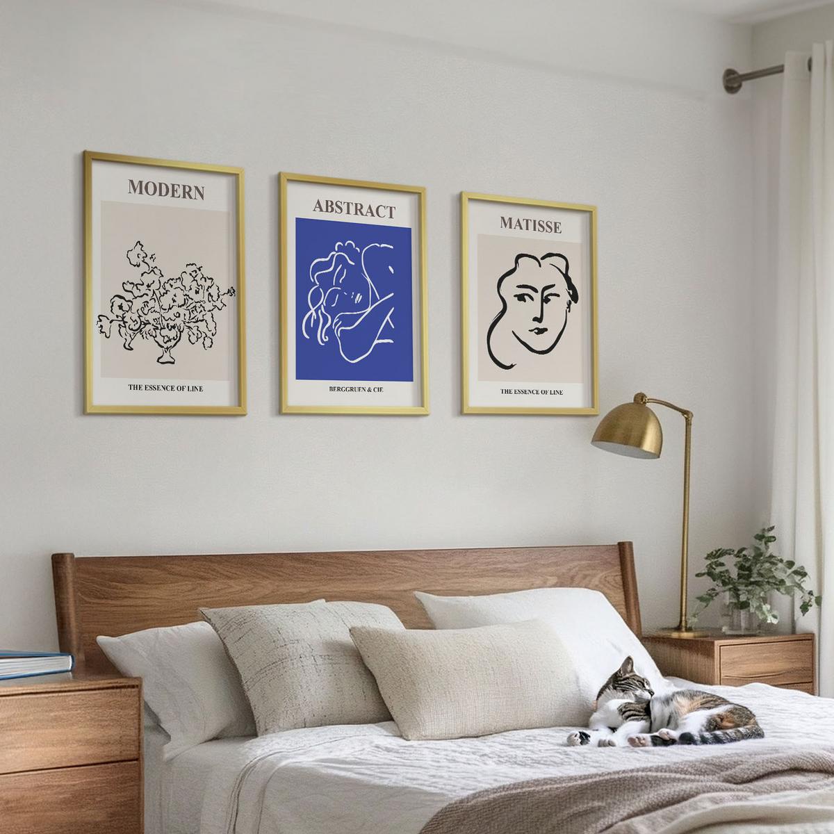 BILDER SET 3er Set - 40x60 cm Goldrahmen - Matisses moderne Plakate - Goldfarben, Kunststoff (40/60cm) - TULUP