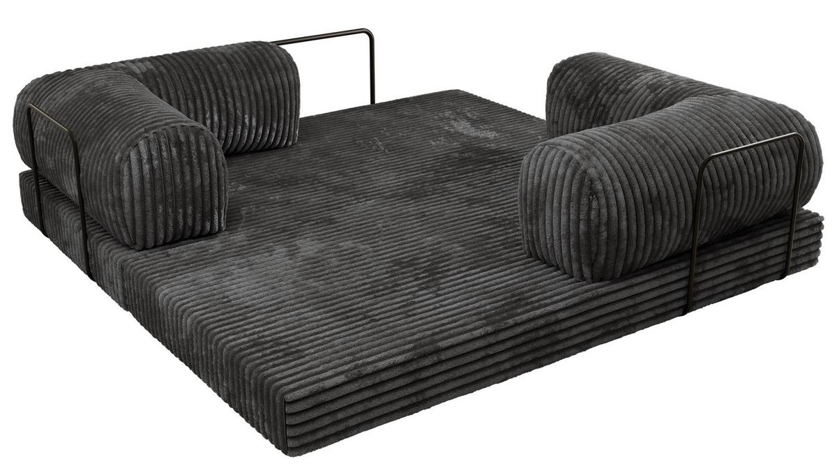 3-SITZER SOFA ORSETTO - Grau Cord - Schwarz/Grau, Textil/Metall (200/70/100cm) - MKS