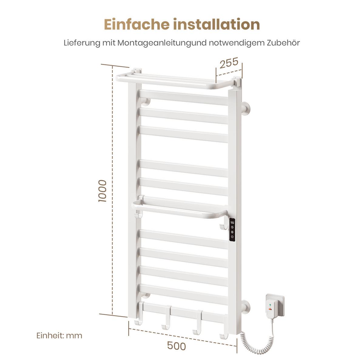 HEIZKÖRPER Elektrisch mit WiFi und Fernbedienung Weiß 100/50 cm - Schwarz, Metall (50/100/25.5cm) - EMKE