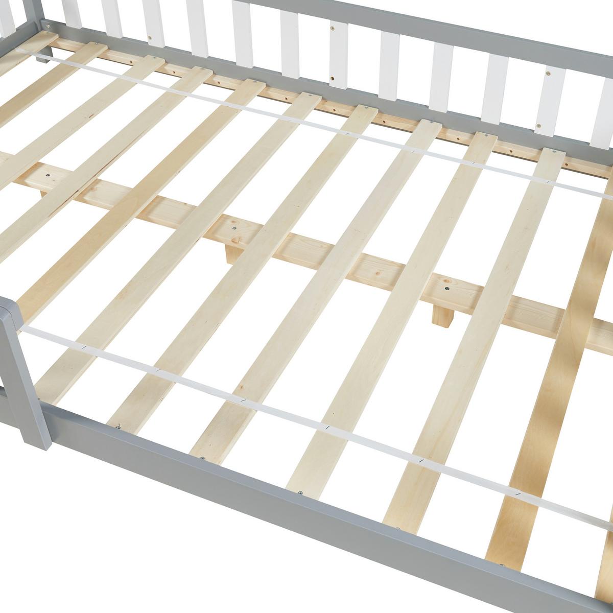 HAUSBETT Hesel - Grau, Holz (120/200cm) - [en.casa]
