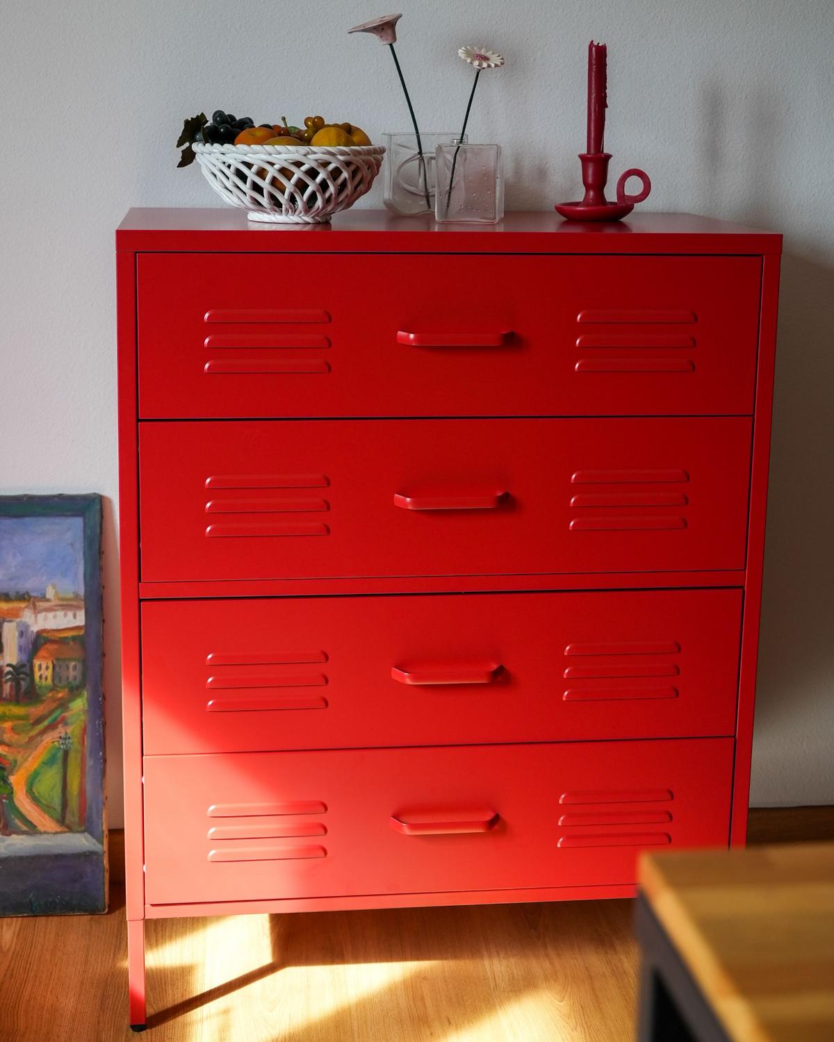 KOMMODE rot 4 Schubladen Enago - Rot, Metall (80/102/40cm) - Beliani