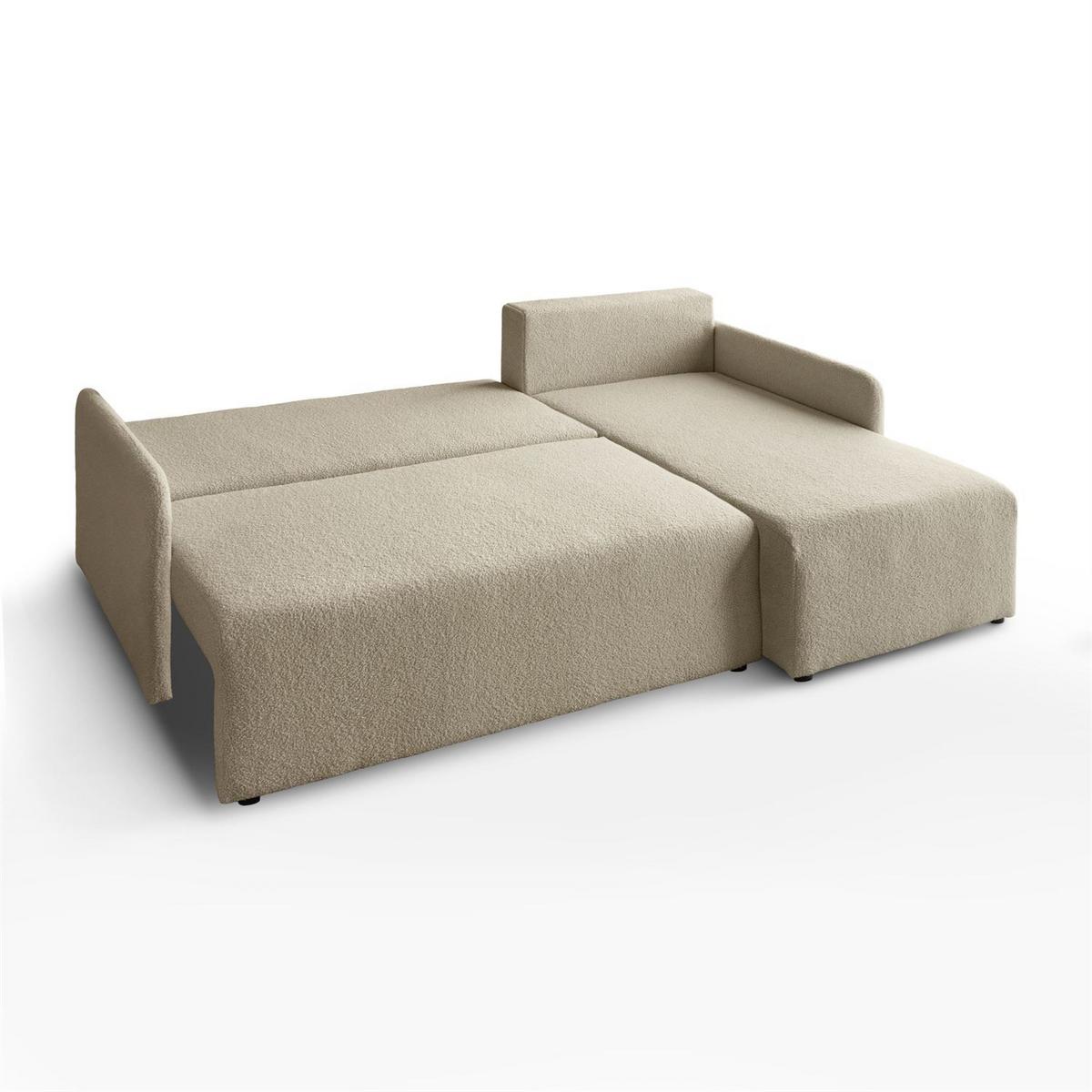 ECKSOFA CUDDLE mit Schlaffunktion und Bettkasten, Quelle 16 - Ecru, Textil (213/145cm) - Lookway