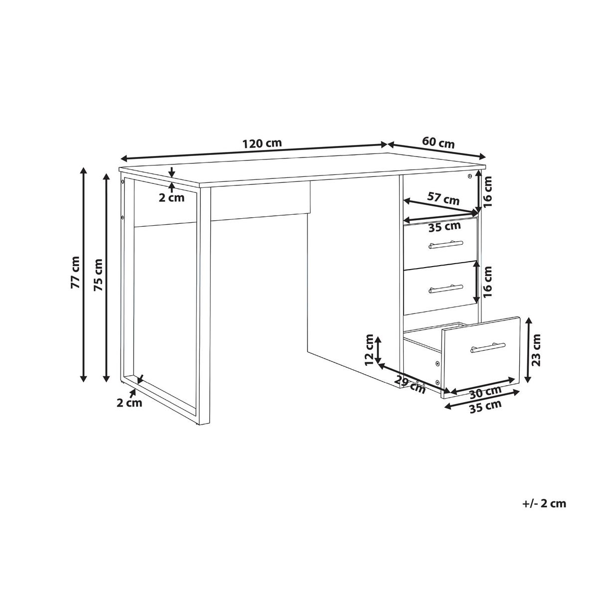 SCHREIBTISCH Weiß 120/60 cm Zerlay - Weiß, Holzwerkstoff (60/120/77cm) - Beliani