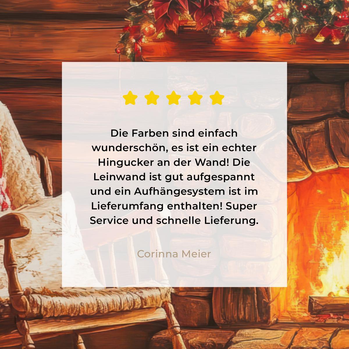 LEINWANDBILD Winter - Weihnachten - Zuhause - Kamin Room Decor 30x40 cm - Bernsteinfarben, Textil (30/40cm) - MuchoWow