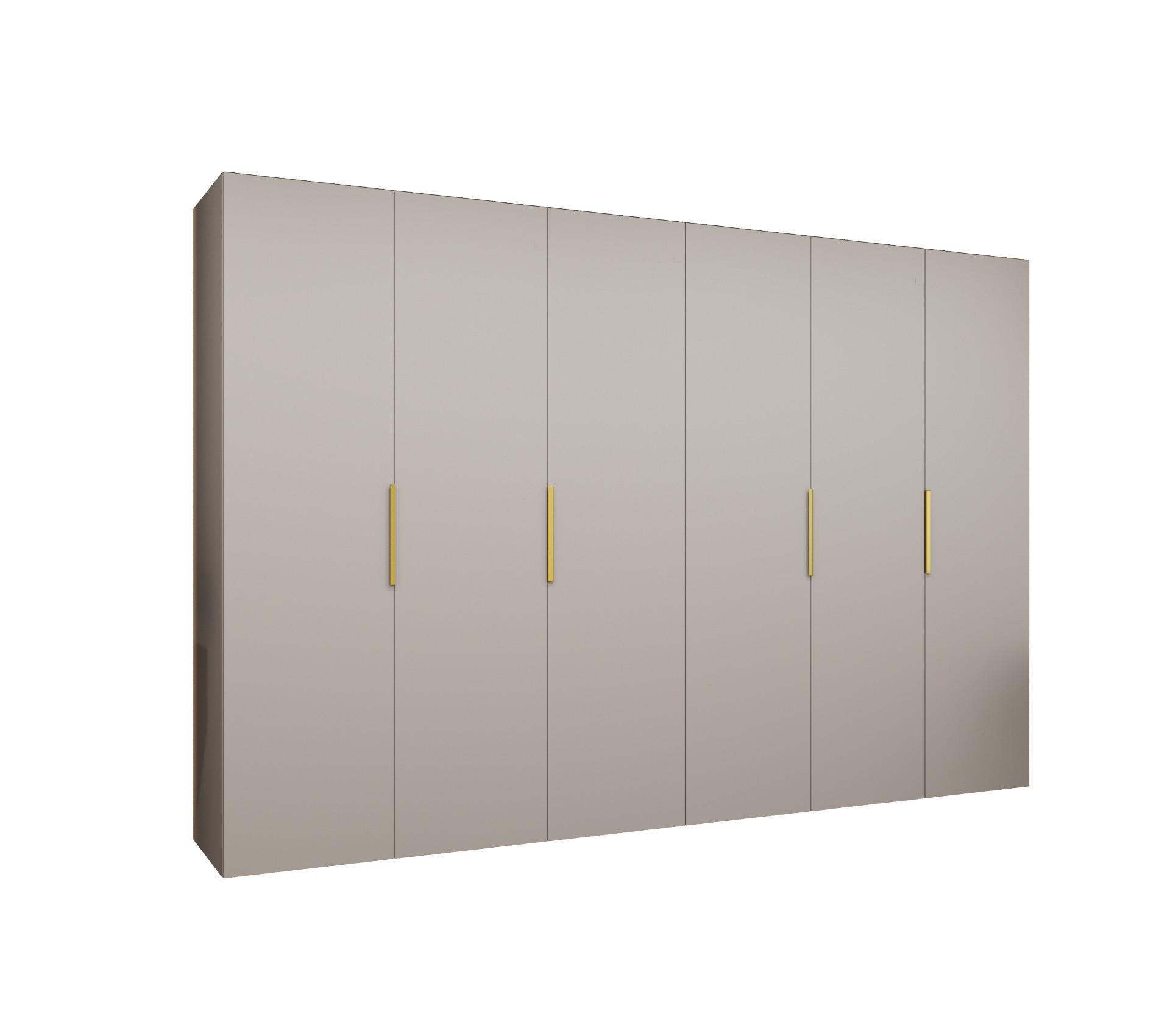 DREHTÜRENSCHRANK 202/300/52 6-türig - Kaschmir/Goldfarben, Holz (300/202/52cm) - MÖBEL KRYSPOL