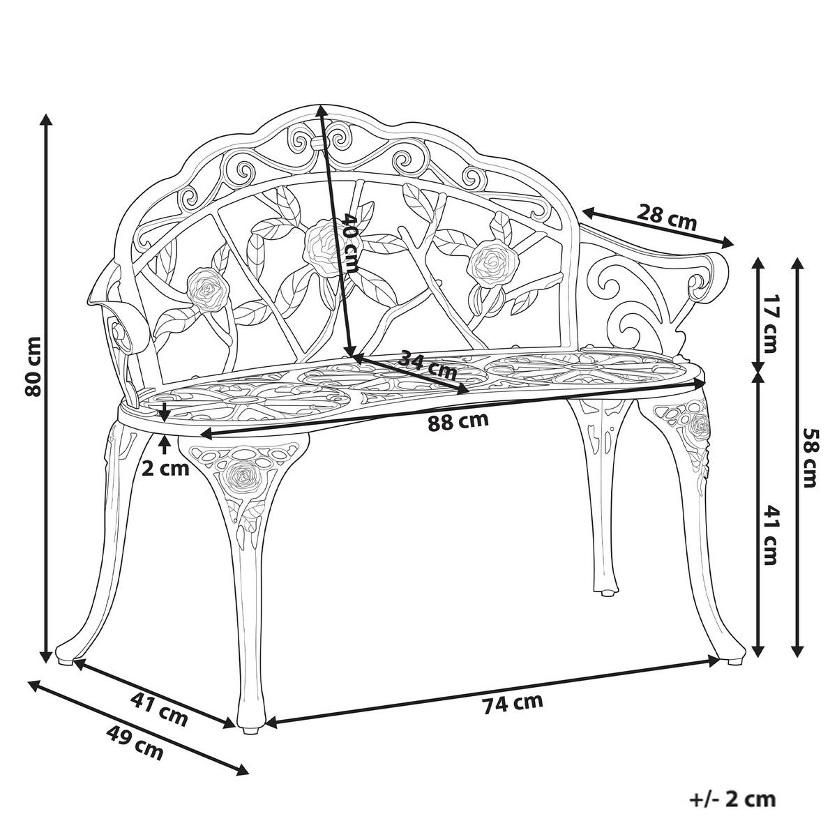 GARTENBANK Weiß Piura - Weiß, Metall (88/80/49cm) - Beliani