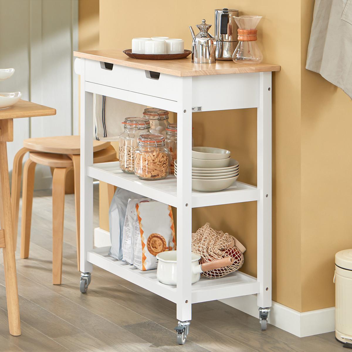 SERVIERWAGEN Weiß - Weiß, Holzwerkstoff (85/90/39cm) - SoBuy