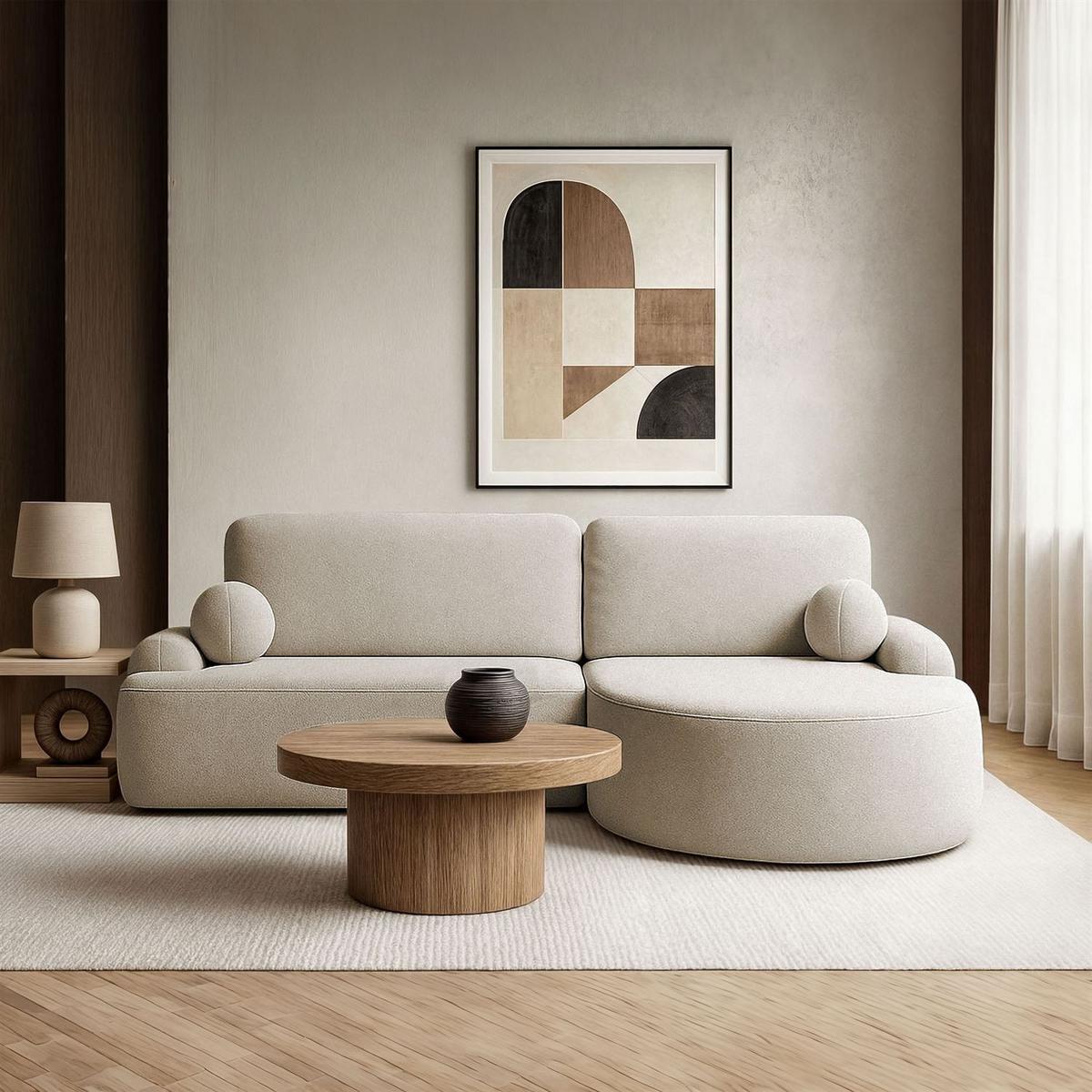 ECKSOFA CLEO mit Schlaffunktion Version Rechte QUELLE 03 - Ecru, Kunststoff (264/172cm) - Lookway