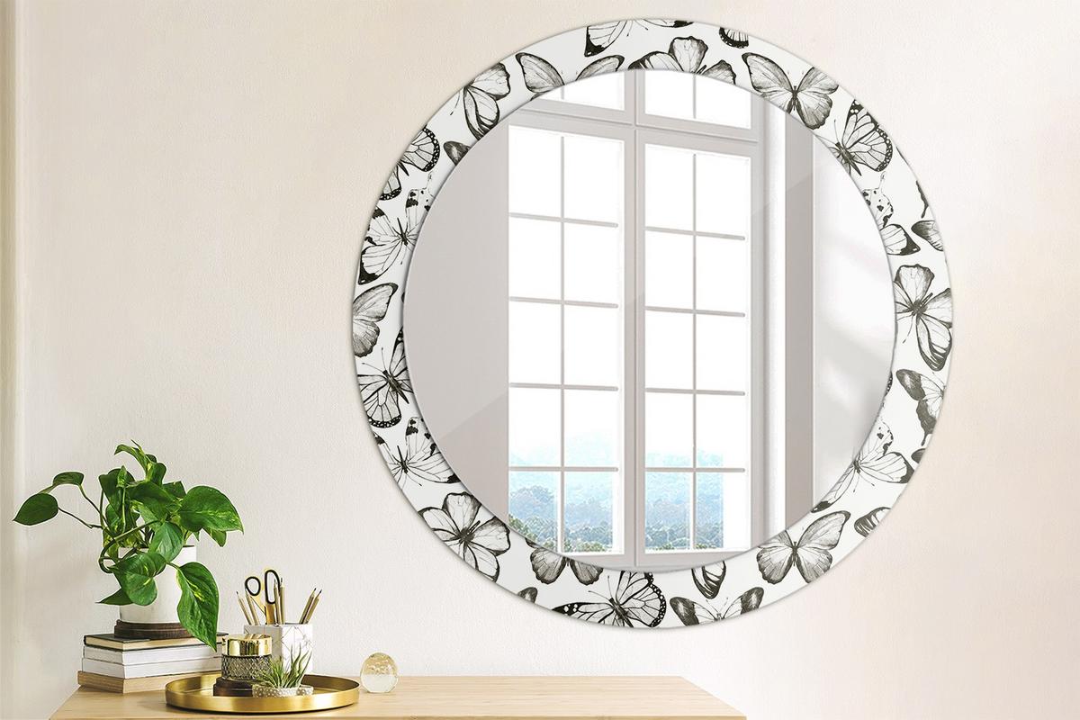 SPIEGEL Rund Ø 80 cm mit Aufdruck - Schwarz, Glas (80/80/0.4cm) - Wallfluent