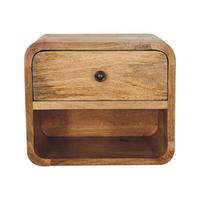 NACHTTISCH und Wandhalterungsfunktion, 1 Schublade, 1 Offenes Fach, Beige - Messingfarben/Braun, Holz/Metall (30/25/25cm) - Artisan Furniture