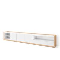 LOWBOARD, Weiß und Eiche Soft, 310/37/50cm - Weiß, Holzwerkstoff (310/50/37cm) - Skraut Home