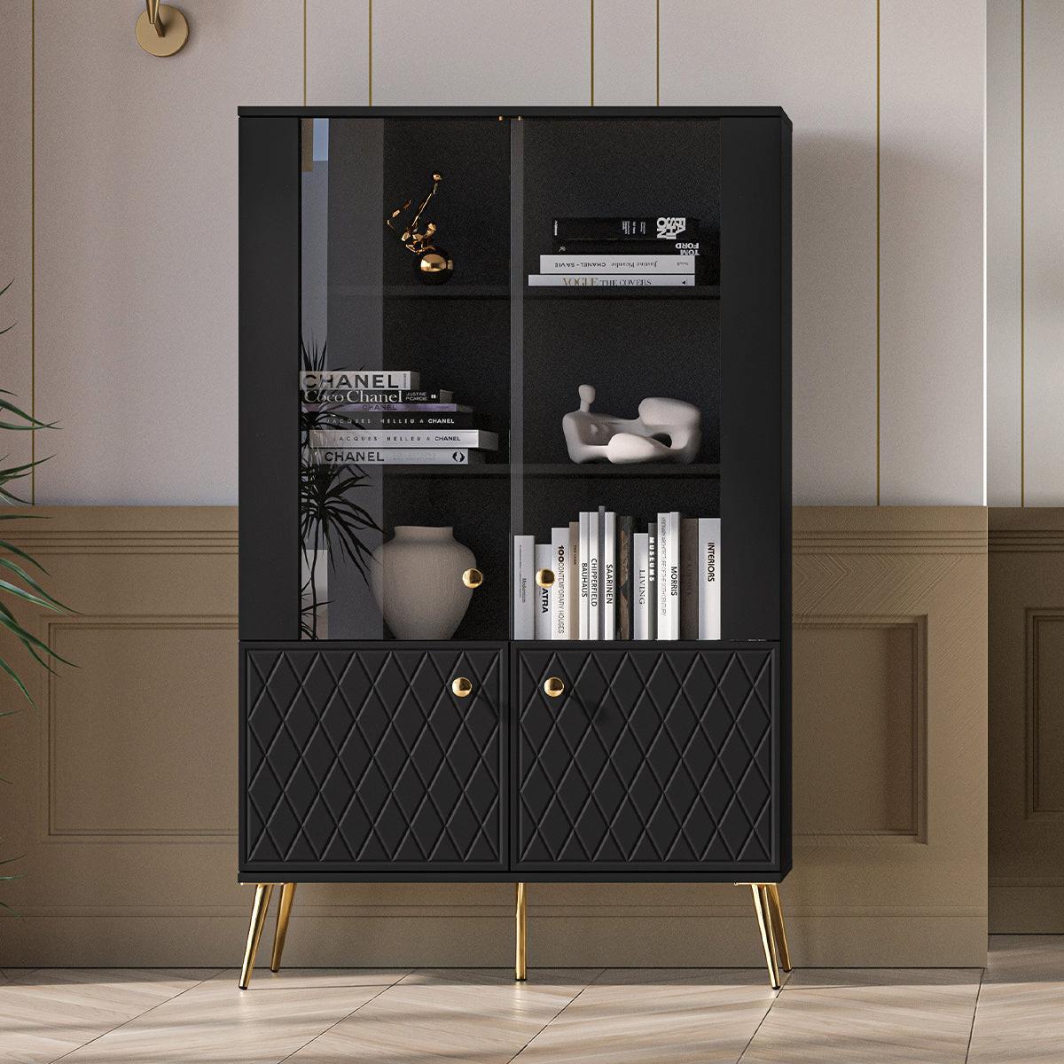 GESCHIRRSCHRANK Manoé Schwarz - Schwarz, Holzwerkstoff (92/149/40cm) - Petits-meubles