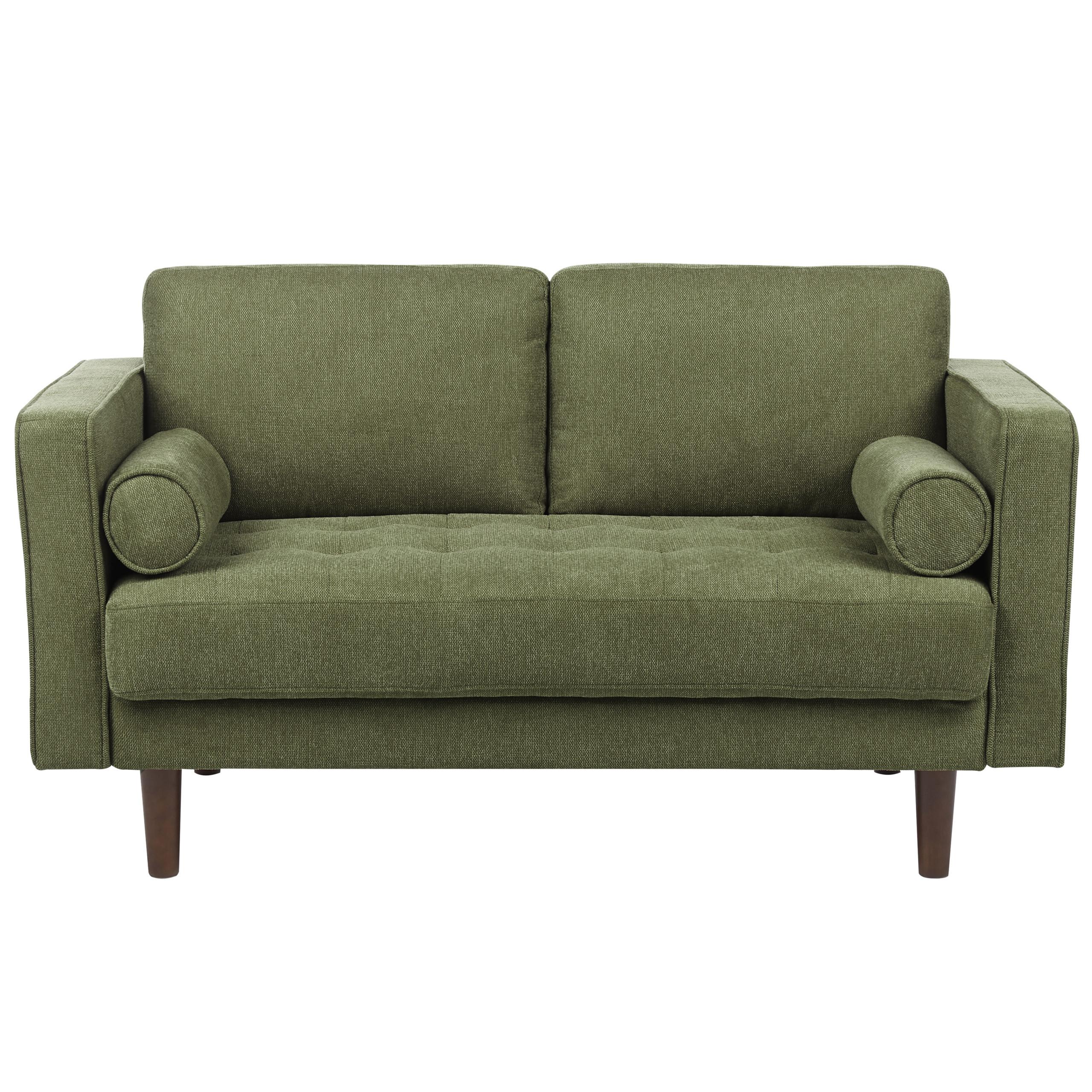 2-SITZER-SOFA dunkelgrün Nurmo - Dunkelbraun/Grün, Textil (140/78/74cm) - Beliani