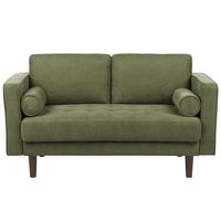 2-SITZER-SOFA dunkelgrün Nurmo - Dunkelbraun/Grün, Textil (140/78/74cm) - Beliani