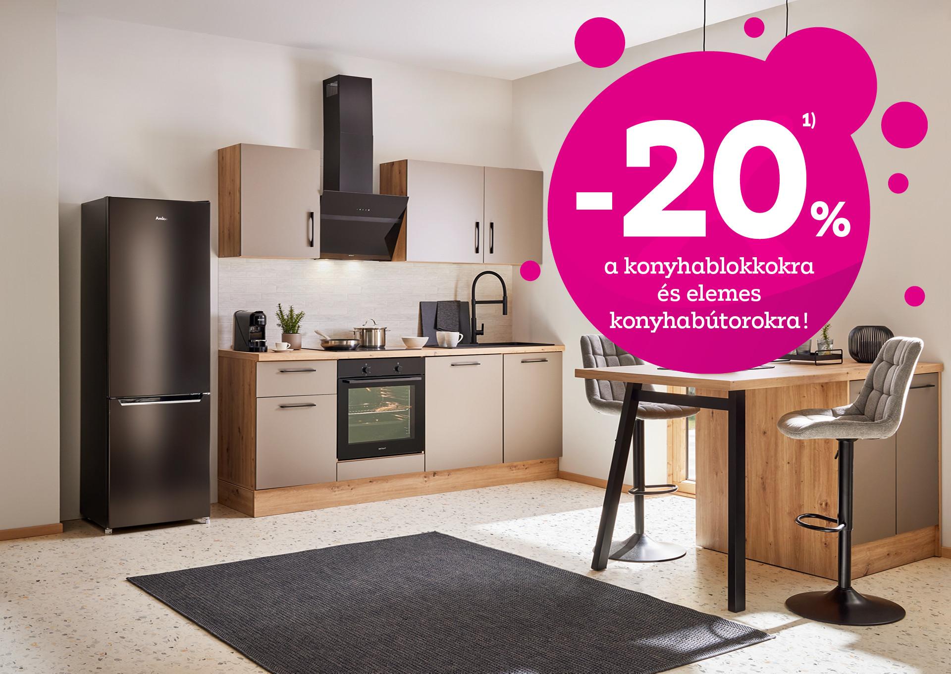 -20% a konyhablokkokra és elemes konyhabútorokra!