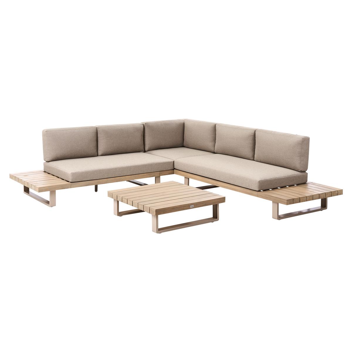 LOUNGEGARNITUR Beige Mykonos - Taupe/Braun, Holz - Beliani