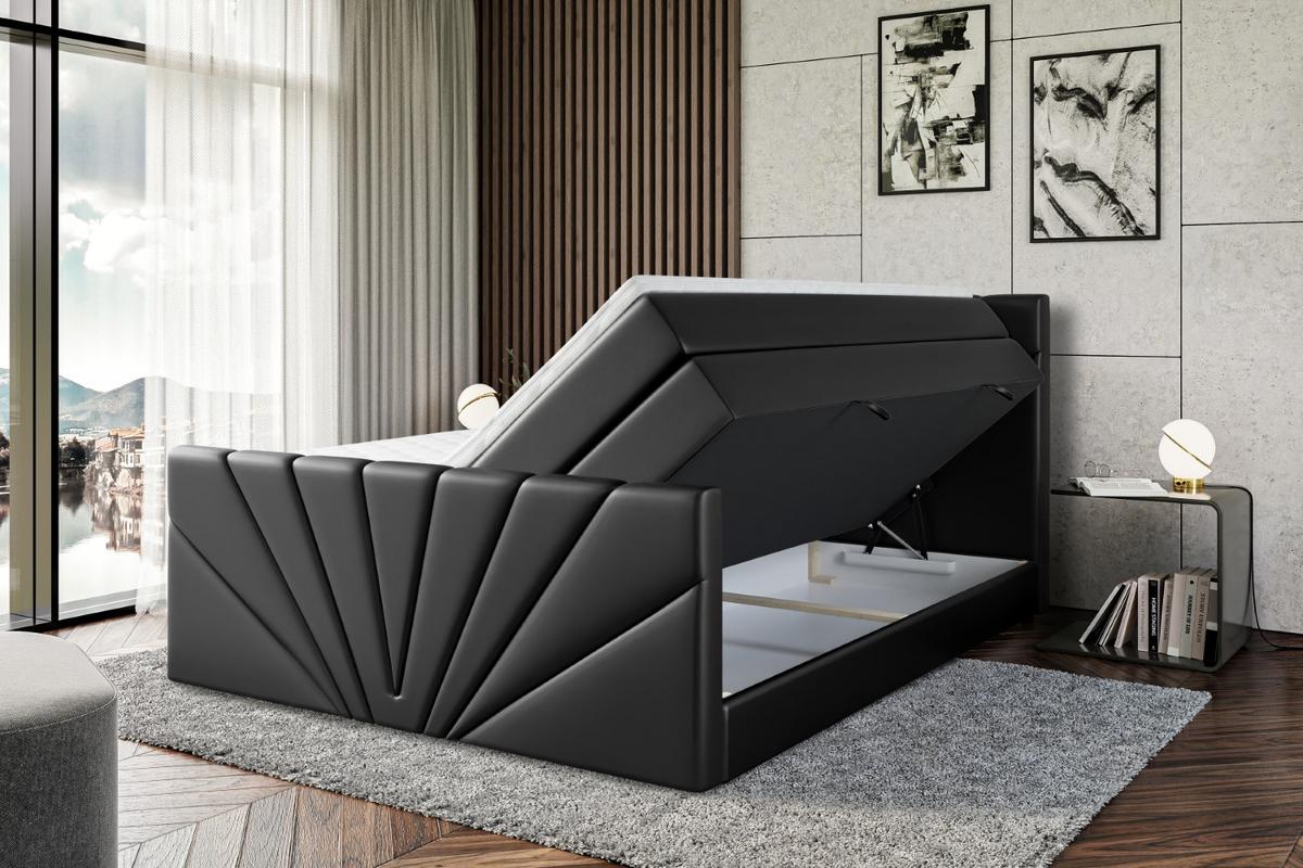 BOXSPRINGBETT MILTIO-Z KING - 140x200 - H3/H4 - Schwarz Hochglanz - Schwarz Hochglanz, Holzwerkstoff (140/200cm) - ALTDECOR