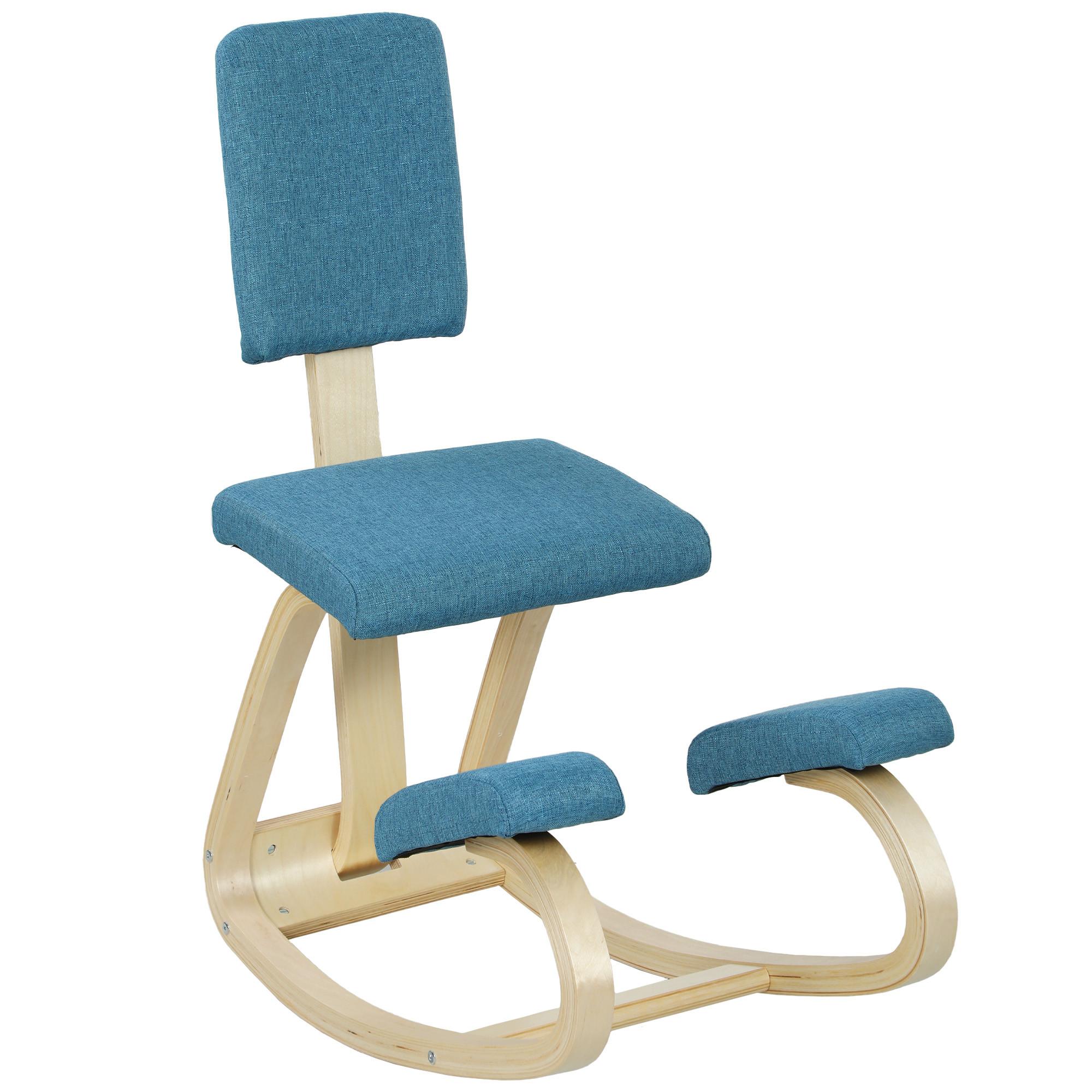 KNIESTUHL Birkenholz Polyester Blau - Blau, Holz (51/93/84cm) - HOMCOM
