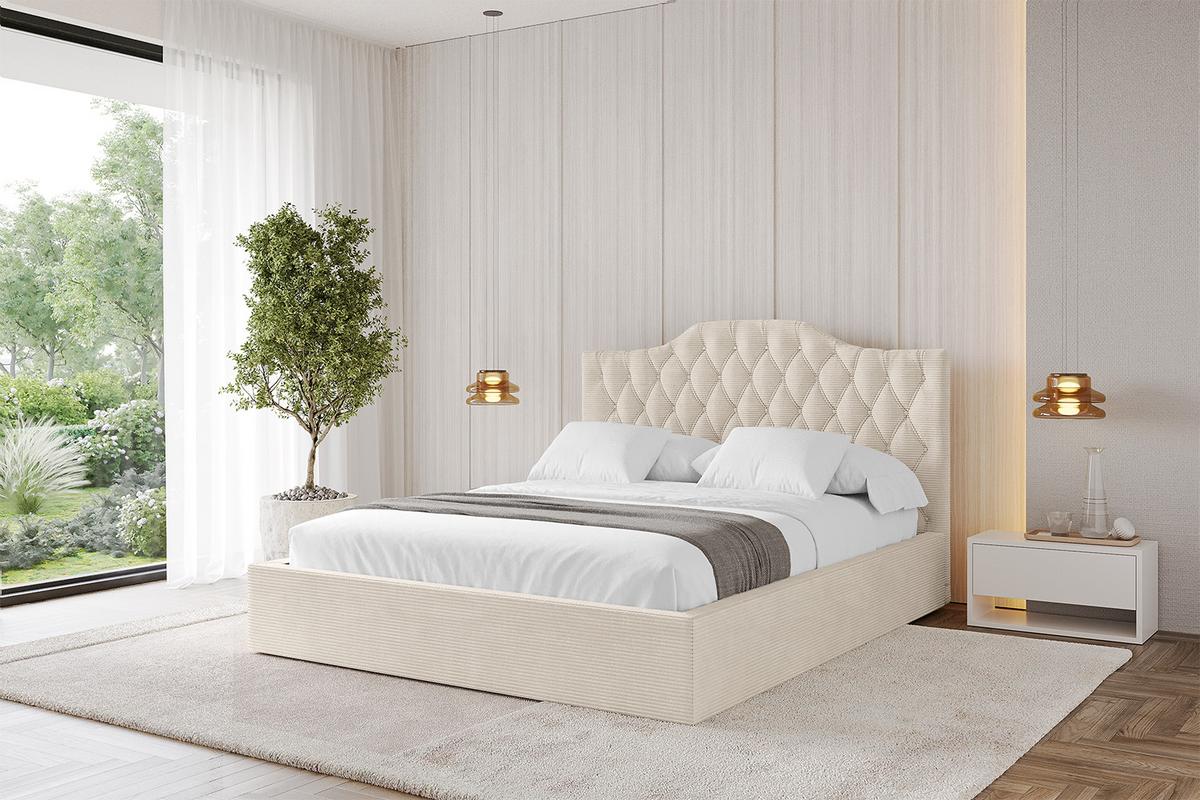 POLSTERBETT mit Bettkasten und Lattenrost, Boxbett ohne Matratze - FALIO 120x200 Beige - Creme, Holzwerkstoff/Textil (120/200cm) - ALTDECOR
