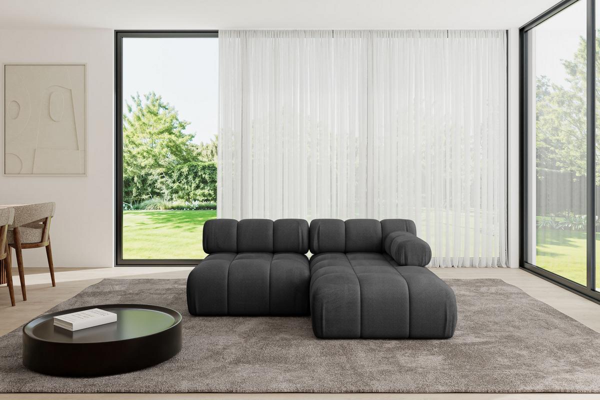 ECKSOFA modulares Sofa Razon-L1 - 190x160x70 cm Schwarz Velours - Schwarz, Holzwerkstoff/Textil (190/160cm) - ALTDECOR