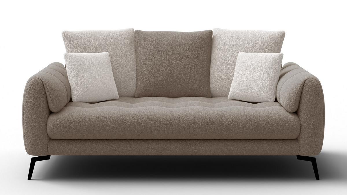 SOFA CALME 2,5-Sitzer, beige und écru - Beige/Schwarz, Holz/Textil (199/92/108cm) - Wozimo