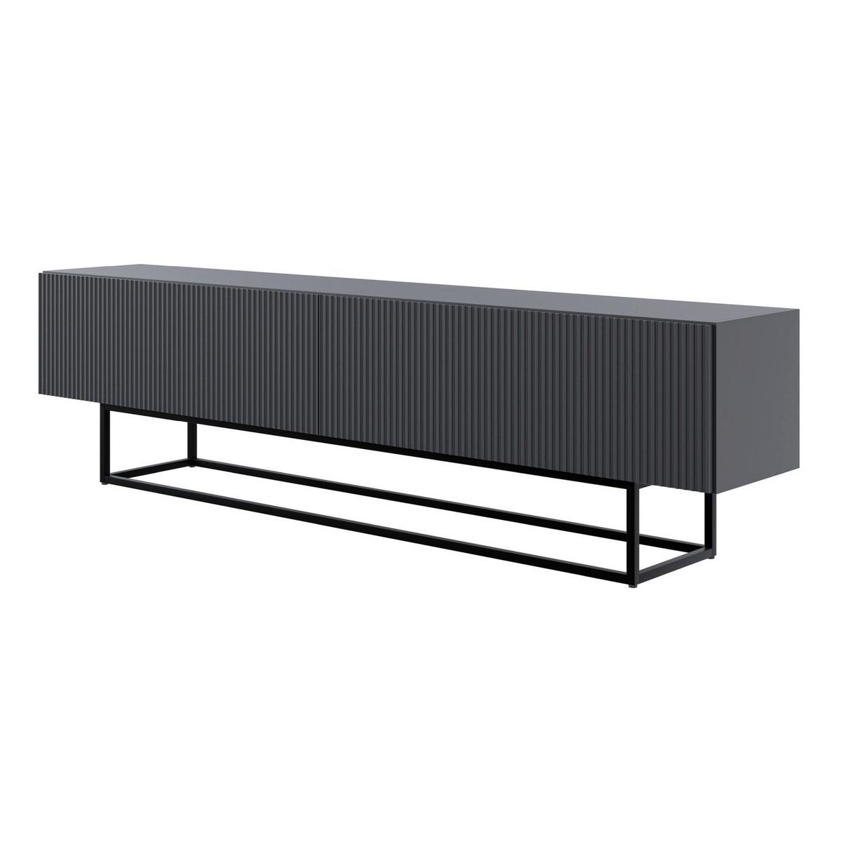 TV-SCHRANK Veldio Schwarz mit schwarzen Beinen 175 cm - Schwarz, Holzwerkstoff/Metall (175/46.5/31.6cm) - Selsey