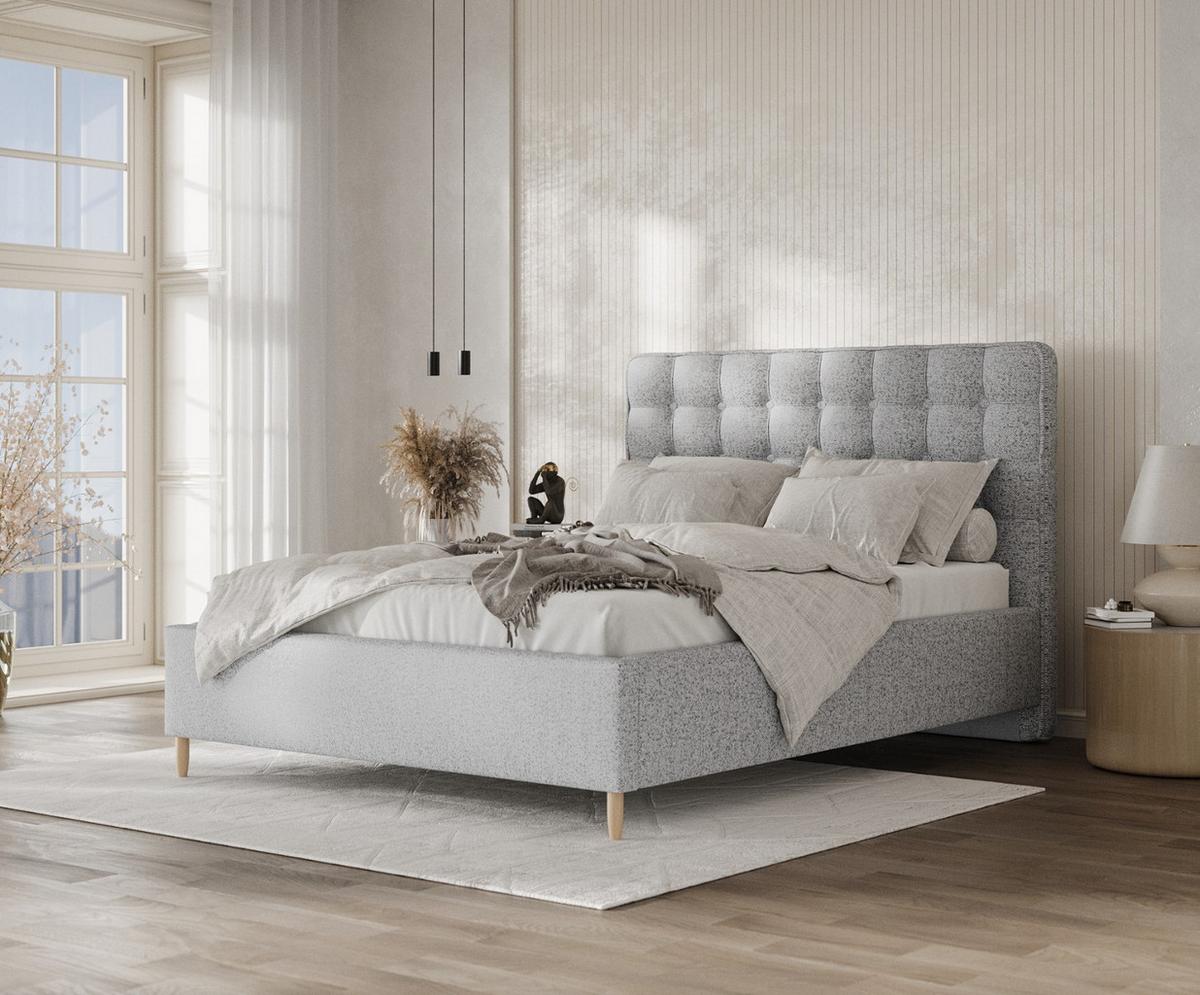 POLSTERBETT Paloma 140/200 cm Grau im Riva Stoff - Naturfarben/Grau, Holz/Holzwerkstoff (140/200cm) - AltaBeds