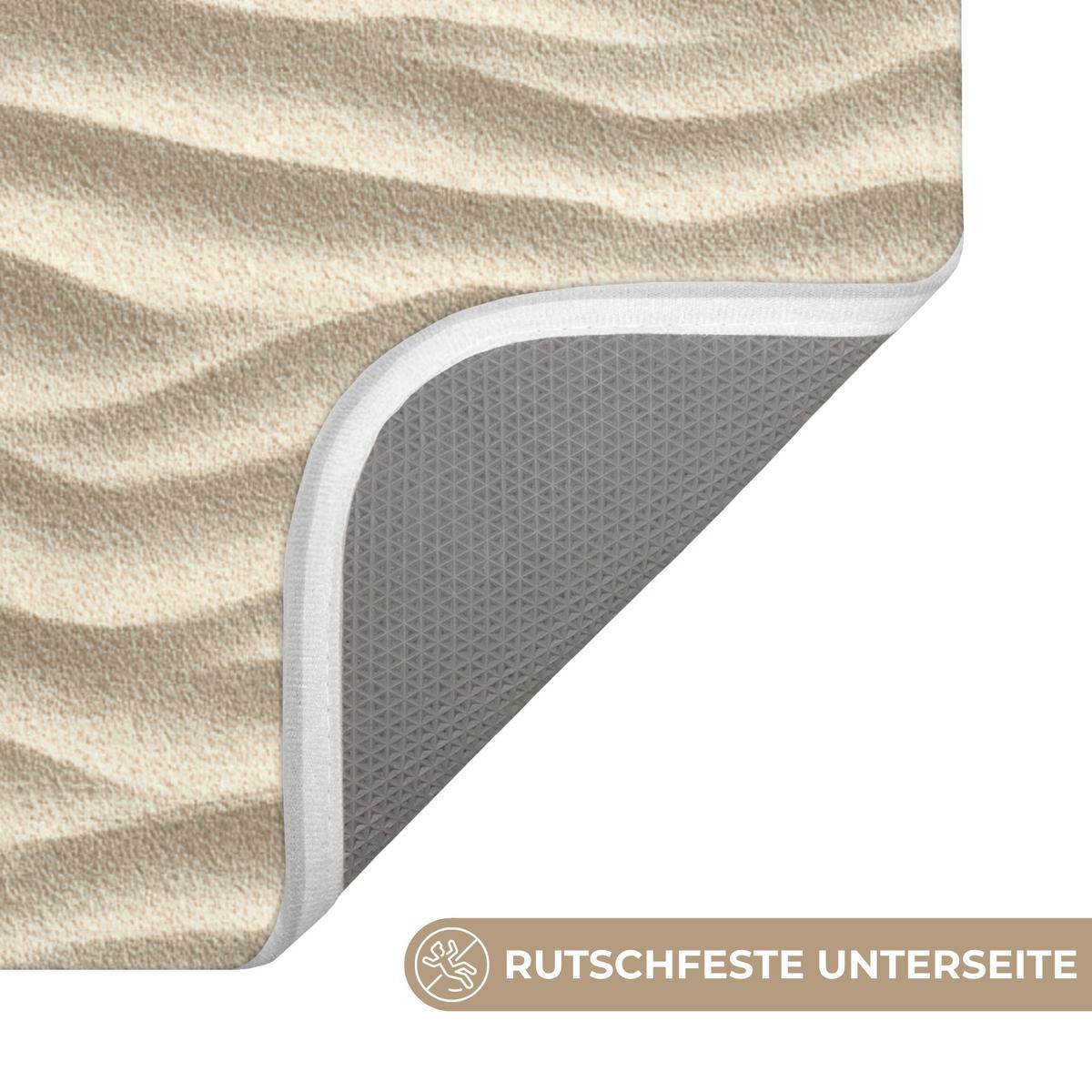 BADEMATTE Sand - Wellen - Beige 60x90 cm - Beige, Textil (60/90cm) - OnlyWow